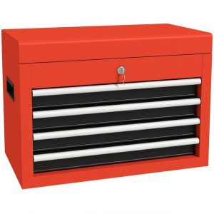 Durhand Werkzeugbox Werkzeugkasten mit 4 Schubladen, Schloss (Werkzeugkoffer, 1 St., Werkzeugkiste), Stahl, Rot, 45 x 24,5 x 32,5 cm