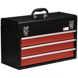 Durhand Werkzeugbox Werkzeugkoffer, Werkzeugkiste mit Griff, mit 3 Schubladen (Werkzeugkasten, 1 St., Werkzeugkiste), Mit 2 Stahlverschlüssen