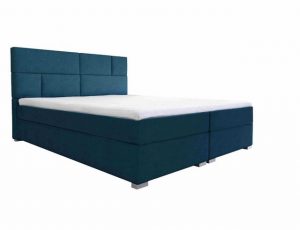 Furnix Boxspringbett STORMI 140/160/180x200 Bett mit Topper und silbernen Füßen ML25 blau, Bonell-Federkern H3, strapazierfähiger Stoff