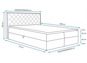 Furnix Boxspringbett TERRIE 120-200x200 Doppelbett Kombination aus Holz und Polster, 2 Bettkästen mit Gasdruckfedern, 5 cm hoher Topper