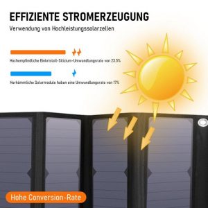GLIESE Solarmodul 60W Faltbares Solarpanel Solarladegerät Solarmodul für Iphone laptop, Monokristallin
