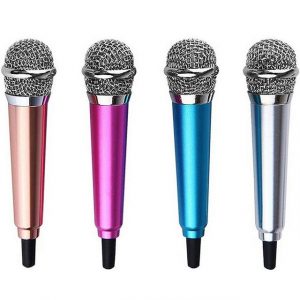 Gontence Mikrofon Mini Karaoke Mikrofon,Metall Verdrahteten Mini Tragbar Handmikrofon (4-tlg), für Handy Laptop Notebook, 4 Farben