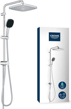 Grohe Duschsystem Vitalio Comfort 250 - Flex, langlebig eckig, 2 Strahlart(en), mit Umstellung (wassersparend, 2 Strahlarten, flexible Installation