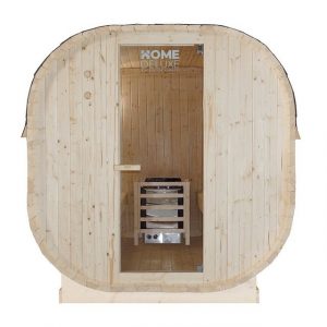 HOME DELUXE Sauna Outdoor Sauna CUBE - Größenauswahl, BxTxH: 194 x 120 x 185 cm, 38,00 mm, (inkl. 3,6 kW Saunaofen & Saunazubehör) Saunahaus aus Fichtenholz I Gartensauna