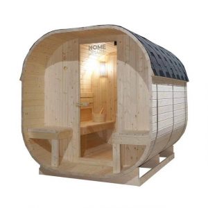 HOME DELUXE Sauna Outdoor Sauna CUBE - Größenauswahl, BxTxH: 220 x 194 x 185 cm, 38,00 mm, (inkl. 8 kW Saunaofen & Saunazubehör) Saunahaus aus Fichtenholz I Gartensauna