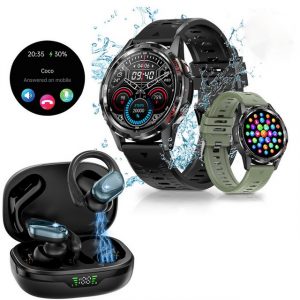 HYIEAR Smartwatch, 1,32" Touchscreen, IP67, Kabelloses Bluetooth 5.3 Smartwatch Set, Wird mit USB-Ladekabel geliefert., Sportarmbänder, Touch Control, Voice Assistant