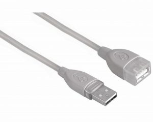 Hama 5m USB-Verlängerung Verlängerungs-Kabel Grau USB-Kabel, USB Typ A, USB Typ A, USB 2.0-Kabel, Doppelt geschirmt, vergoldet, Für PC, Notebook, Drucker
