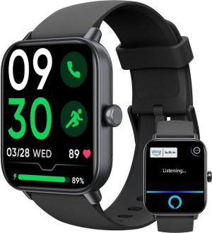 KALINCO für Damen Herren Mit SpO2 Schlafmonitor Schrittzähler Smartwatch (1,8 Zoll, Andriod iOS), mit Telefonfunktion, Fitness Tracker Alexa Voice IP68 Wasserdicht