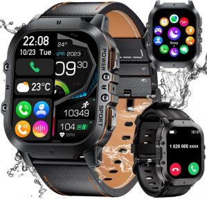 Lige 350mAh Telefonischer IP68 Wasserdicht 129 Sportmodi Fitness Tracker Smartwatch (1,96 Zoll, Android/iOS), Mit Herzfrequenz SpO2 Schlafmonitor erstaunlichsten Funktionen