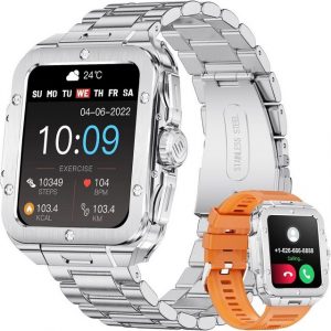 Lige Bluetooth Anruf Herren's Smartwatch (1,85 Zoll, Android/iOS), Mit Sport Fitness Tracker Herzfrequenz Schlaf Gesundheit Monitor