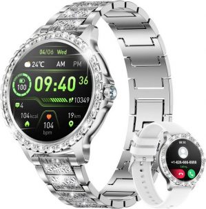Lige Fur Damen Bluetooth Anrufe Smartwatch (1.32 Zoll, Android / iOS), Mit 100+ Sport Fitness TrackerTouch Screen Herzfrequenz Schlaf Monitor