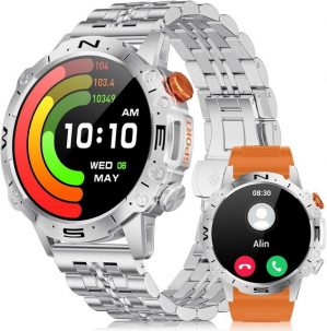 Lige Herren mit Aod Mode,Touchscreen Fitness IP68 Wasserdicht Smartwatch (1.43 Zoll, Android / iOS), mit 110 Sportmodi/45 Tage Batterie/Schlafmonitor Aktivitätstracker