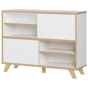Lomadox Aktenschrank HOLM-01 Büro Möbel Set mit 160 cm Schreibtisch Kommode weiß Eiche