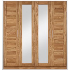 Lomadox Kleiderschrank NORDDEICH-137 Wildeiche massiv, 2 Türen, 2 Türen mit Spiegel