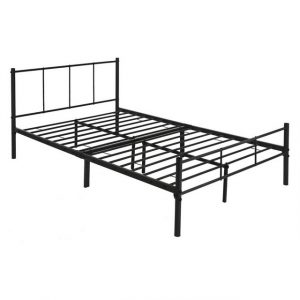 ML-DESIGN Metallbett Bett mit Kopfteil und Lattenrost robust auf Stahlrahmen, Gästebett mit Kopfteil 120x200 cm Schwarz Matratze 16 cm