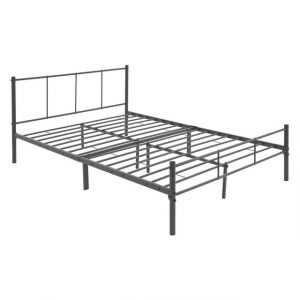 ML-DESIGN Metallbett Bett mit Kopfteil und Lattenrost robust auf Stahlrahmen, Gästebett mit Kopfteil 160x200 cm Anthrazit Matratze 16 cm