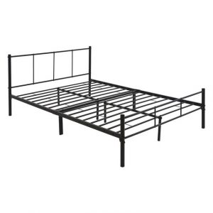ML-DESIGN Metallbett Bett mit Kopfteil und Lattenrost robust auf Stahlrahmen, Gästebett mit Kopfteil 160x200 cm Schwarz Matratze 16 cm