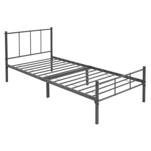 ML-DESIGN Metallbett Bett mit Kopfteil und Lattenrost robust auf Stahlrahmen, Gästebett mit Kopfteil 90x200 cm Anthrazit Matratze 16 cm