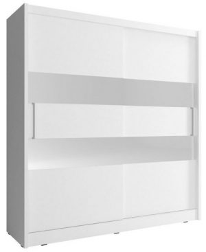 MOEBLO Kleiderschrank BORNEO II (Wohnzimmerschrank 2-türig Schrank mit Spiegel Gaderobe Schiebtüren, Schwebetürenschrank mit Einlegeböden und Kleiderstange) (BxHxT): 180/200x200/214x62 cm