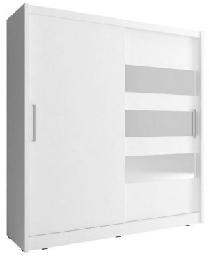 MOEBLO Kleiderschrank BORNEO III (Wohnzimmerschrank 2-türig Schrank mit Spiegel Gaderobe Schiebtüren, Schwebetürenschrank mit Einlegeböden und Kleiderstange) (BxHxT): 180/200x200/214x62 cm