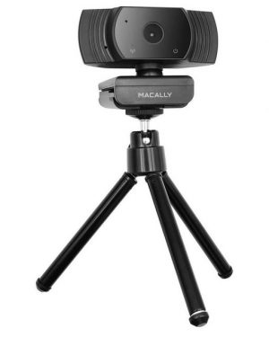 Macally Full HD Webcam 1080p mit Halterung + Stativ Webcam (mit Mikrofon 1080p Auflösung USB passend für PC Notebook Laptop Mac)