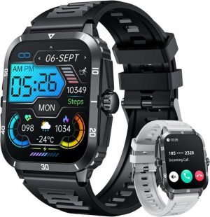 NONGAMX Fitness Tracker Wasserdicht Herren's Telefonfunktion Smartwatch (5,08 cm/2,0 Zoll, Android/iOS), mit Blutdruckmessung Schrittzähler besten for Sports Herzfrequenz