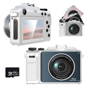 OKA 4K Digitalkamera, Kameras für die Fotografie, Vollformat-Digitalkamera (inkl. 48MP Vlogging Kamera für Youtube, Multi-Filter Point and Shoot Kamera, WiFi Reisekamera mit Autofokus, 18X Zoom für Anfänger-Weiß)