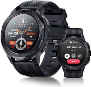 OUKITEL Fur Herren BT10, 5ATM Wasserdicht Fitness 123 Sportmodi Tracker Smartwatch (1.43 Zoll, Android / iOS), mit Pulsmesser Schlafmonitor 410mAh Akku reicht für 15 Tage Armbanduhr