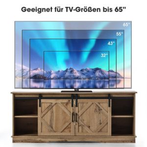 Odikalo TV-Schrank TV Stand Sideboard mit 2 Schiebetüren, einstellbare Regale weiβ/braun
