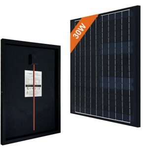 PFCTART Solarabsorber 30W monokristallines Silizium Glas Solarmodul mit schwarzem Rahmen, ohne MC4-Anschluss, für die Stromversorgung autonomer Systeme