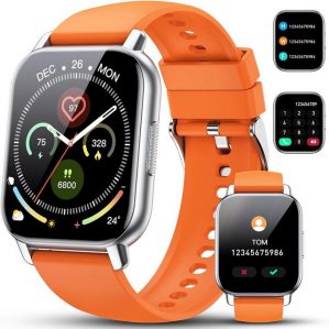 Poounur IP68 Wasserdicht Damen's und Herren's Smartwatch (1,85 Zoll, Android / iOS), Stilvoller Begleiter für den modernen Alltag