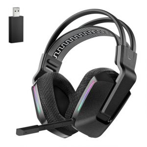 Powerwill Kabelloses Gaming-Headset Bluetooth Gaming-Kopfhörer Schwarz Kopfhörer (Wireless, Bluetooth, RGB-Beleuchtung, kompatibel mit PC, PS4, PS5, mit Federungsbügel)