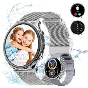 Powerwill Smartwatch für Damen Herren, 1,39 Zoll Touchscreen Smart Watch Smartwatch, mit Bluetooth Anrufe,lP67 Wasserdicht Fitnessuhr, Bluetooth Anrufe, IP67 Wasserdicht Fitnessuhr Sportuhr für iOS Android