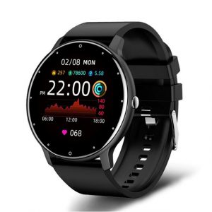 TPFNet SW01 mit individuell einstellbarem Display Smartwatch (Android), Armbanduhr mit Musiksteuerung, Herzfrequenz, Schrittzähler, Kalorien, Social Media etc., Schwarz