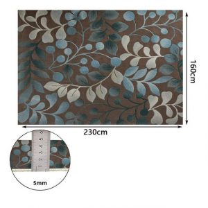 Teppich Waschbarer Soft-Touch-Teppich mit blauem Blattmuster, EBUY