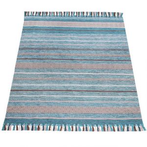 Teppich Wohnzimmer Streifen Optik Fransen Baumwolle Teppich, Paco Home, Rechteckig, Höhe: 12 mm