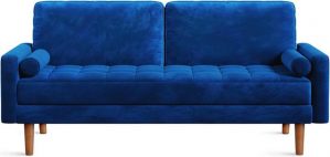 Vesgantti Sofa 2 Sitzer Sofa, Samt Couch mit 2 Wurfkissen 148x78x85cm für Wohnzimmer