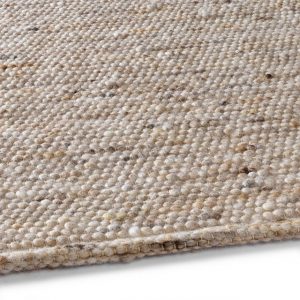 Wollteppich Gewalkter Handweb Woll-Teppich, TaCa Home, rechteckig, Höhe: 10 mm, Sand - 60 x 120 cm