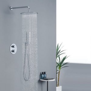 aihom Duschsystem mit Thermostat,Unterputz Duscharmatur Unterputz Dusche Duschset, 12 Zoll Kopfbrause Anti-Verbrühungs-Duschsystem