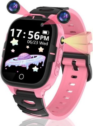 clleylise für Kinder Jungen und Mädchen Smartwatch (1.54 Zoll), mit S0S und Telefon, 15 Spielen, SOS-Anruf Kamera, Wecker Touchscreen