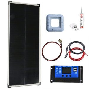 enprovesolar Solaranlage 100 Watt Solar Komplettsystem für Wohnmobil, Wohnwagen und Boote, Silber Rahmen Solarmodul- 46cm