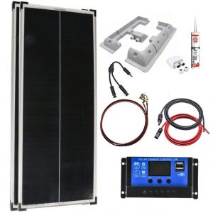 enprovesolar Solaranlage 200 Watt Solar Komplettsystem für Wohnmobil, Wohnwagen und Boote, Silber Rahmen Solarmodul- 46cm