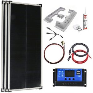 enprovesolar Solaranlage 300 Watt Solar Komplettsystem für Wohnmobil, Wohnwagen und Boote, Silber Rahmen Solarmodul- 46cm