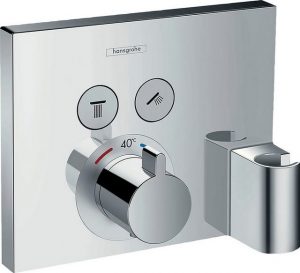 hansgrohe Brausethermostat ShowerSelect Unterputz für 2 Funktionen mit Schlauchanschluss & Duschkopfhalterung