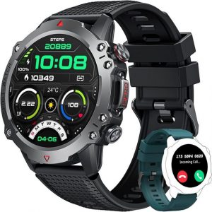 niizero Fur Herren mit Telefonfunktion Fitness Tracker Armband Smartwatch (1.42 Zoll, Android / iOS), mit Pulsmesser Schlafmonitor SchrittzählerIP67Wasserdicht100+Sportmodi