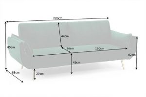 riess-ambiente Schlafsofa DIVANI 220cm smaragdgrün / gold, Einzelartikel 1 Teile, Wohnzimmer · Samt · 3-Sitzer · Couch mit Bettfunktion · Retro Design