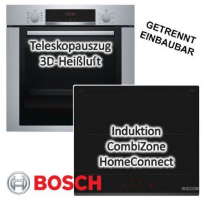BOSCH Backofen-Set Kindersicherung mit Induktionskochfeld DirectSelect - autark, 60 cm