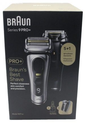 Braun Haar- und Bartschneider Series 9 Pro+ 9577cc Premium Herrenrasierer, mit Ladeetui sowie Reinigungs- und Ladestation, Wasserdicht, Wet & Dry, 4+1 Scherkopf