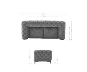 DELIFE 3-Sitzer Corleone, Beige 225x97 cm 3-Sitzer Couch