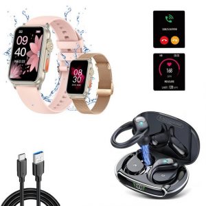 HYIEAR SmartWatch Wireless Bluetooth Headset, Headset S'biao -Kombination Smartwatch (4.5 cm/1.77 Zoll) Packung, Inkl. wechselbare Uhrenarmbänder, Ladekabel, Drei Paar Ohrstöpsel, IPX5 wasserdichte sportuhr mit 120 sportmodi, fur Android/lOs